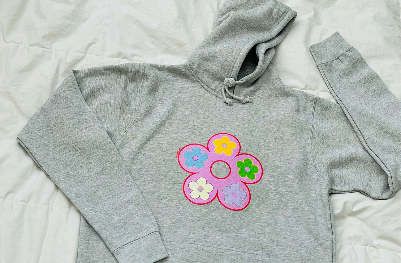CLASSIC FLOWER HEATHER GREY HOODIE