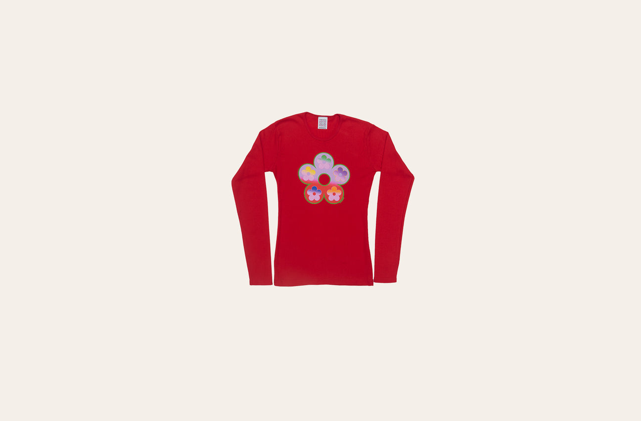 GRADIENT FLOWER RED LONG SLEEVE