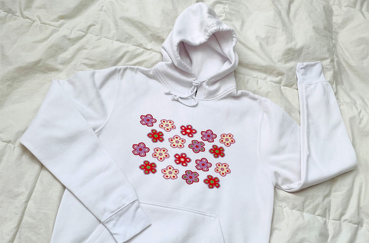 FLOWER FIELD WHITE HOODIE