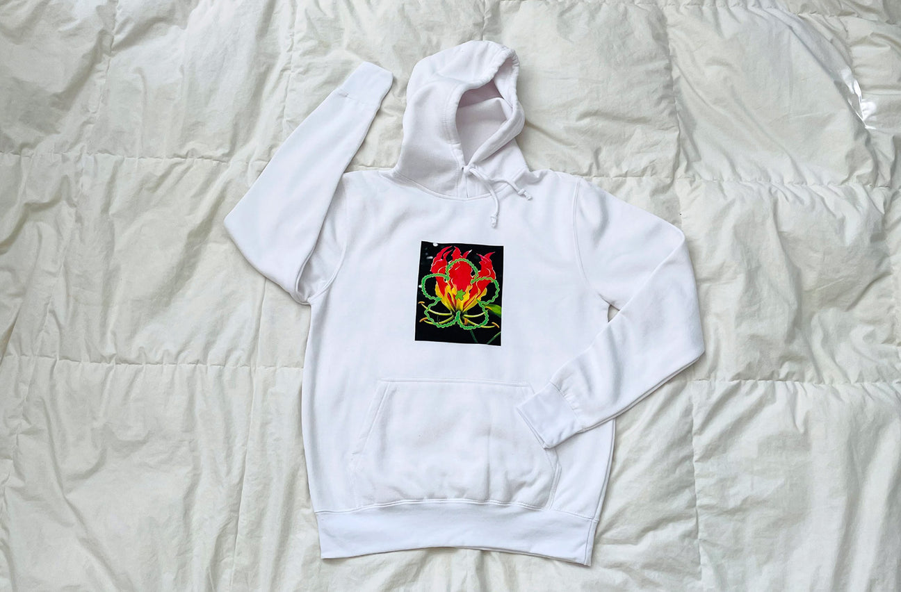 FIRE FLOWER WHITE HOODIE