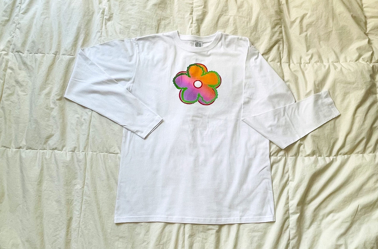 SUNSET FLOWER WHITE LONG SLEEVE