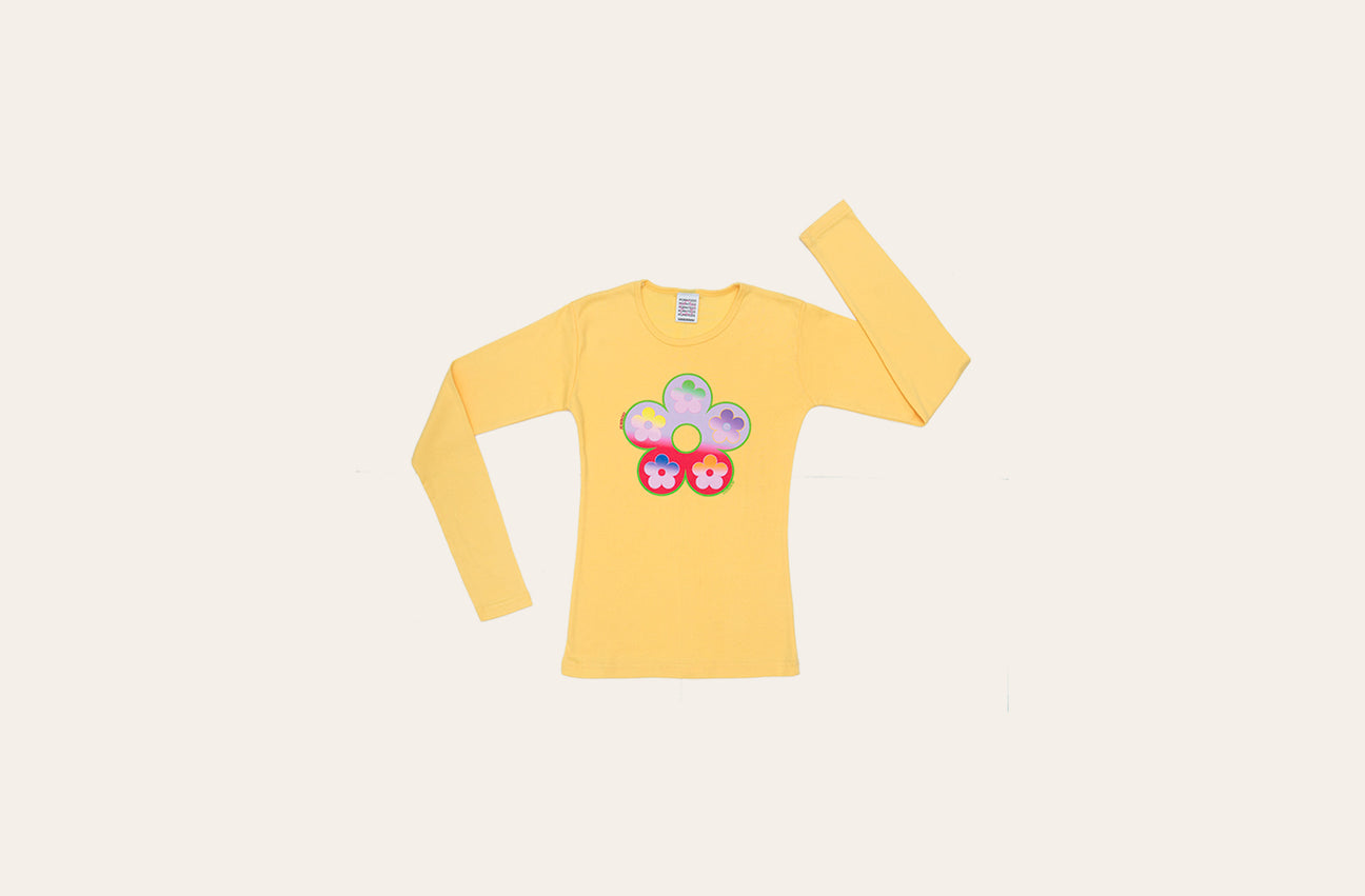 GRADIENT FLOWER YELLOW LONG SLEEVE
