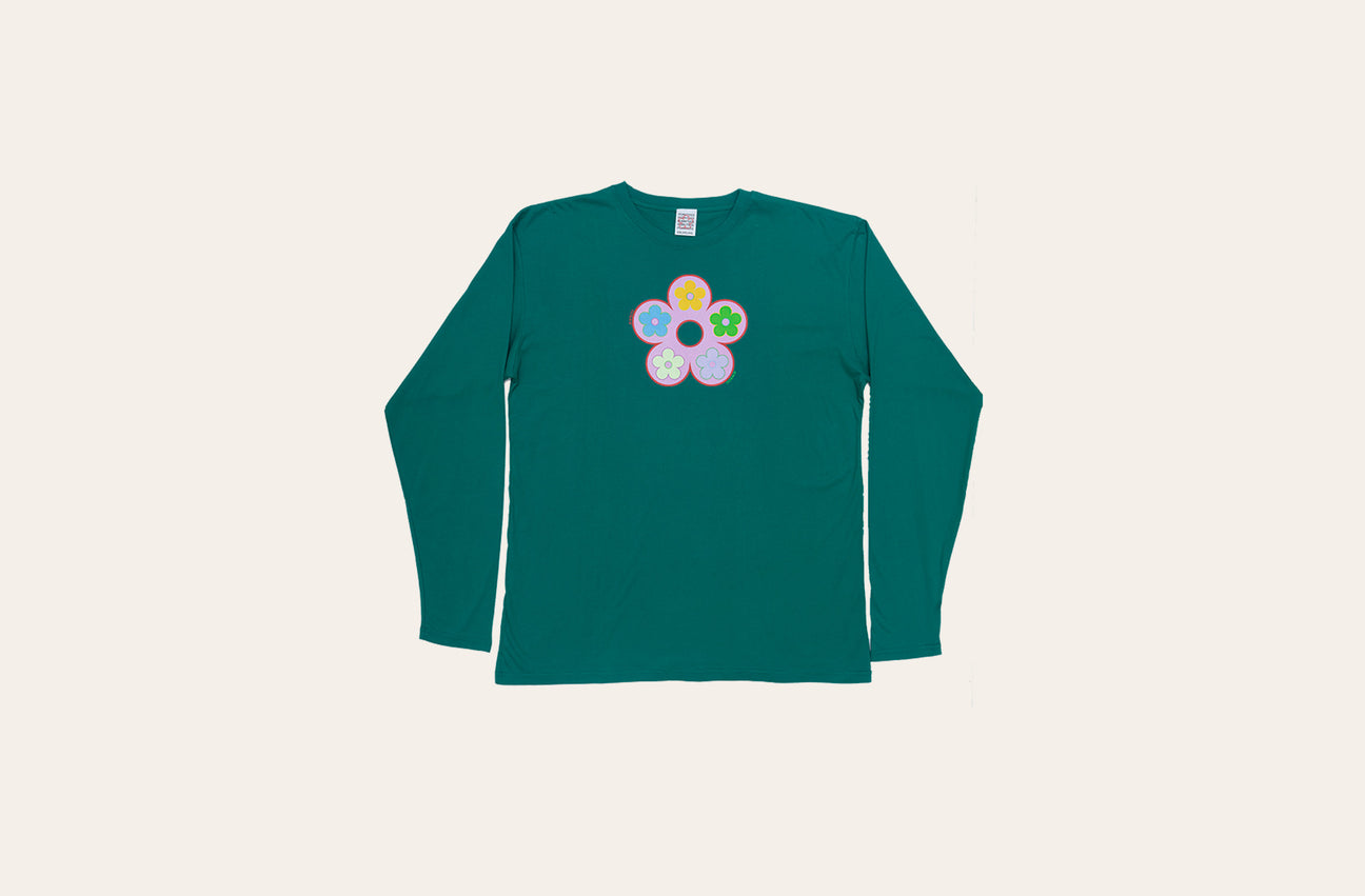 CLASSIC FLOWER PINE GREEN LONG SLEEVE