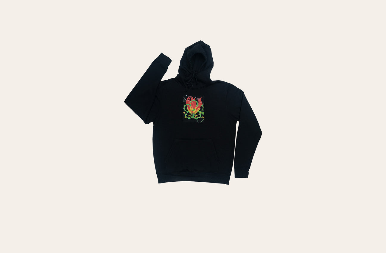 FIRE FLOWER BLACK HOODIE