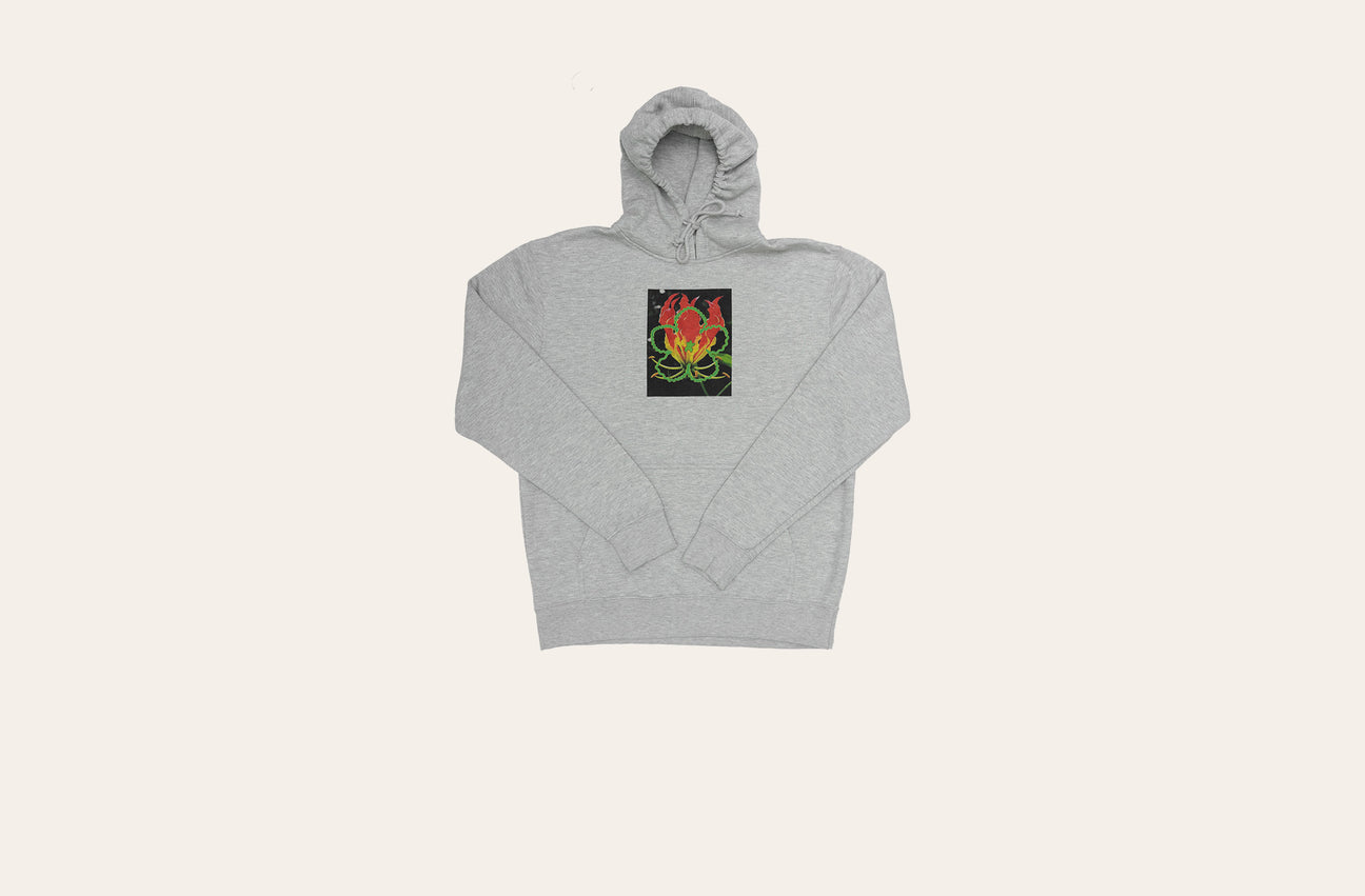 FIRE FLOWER HEATHER GREY HOODIE