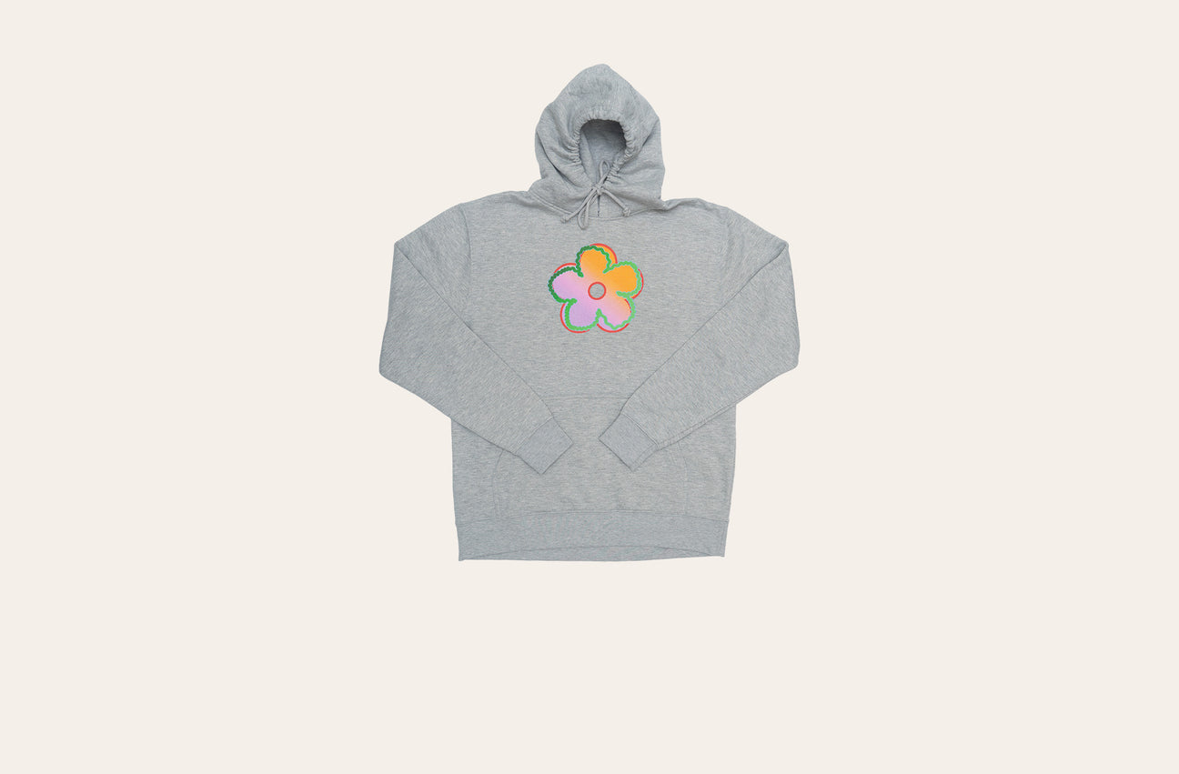 SUNSET FLOWER HEATHER GREY HOODIE