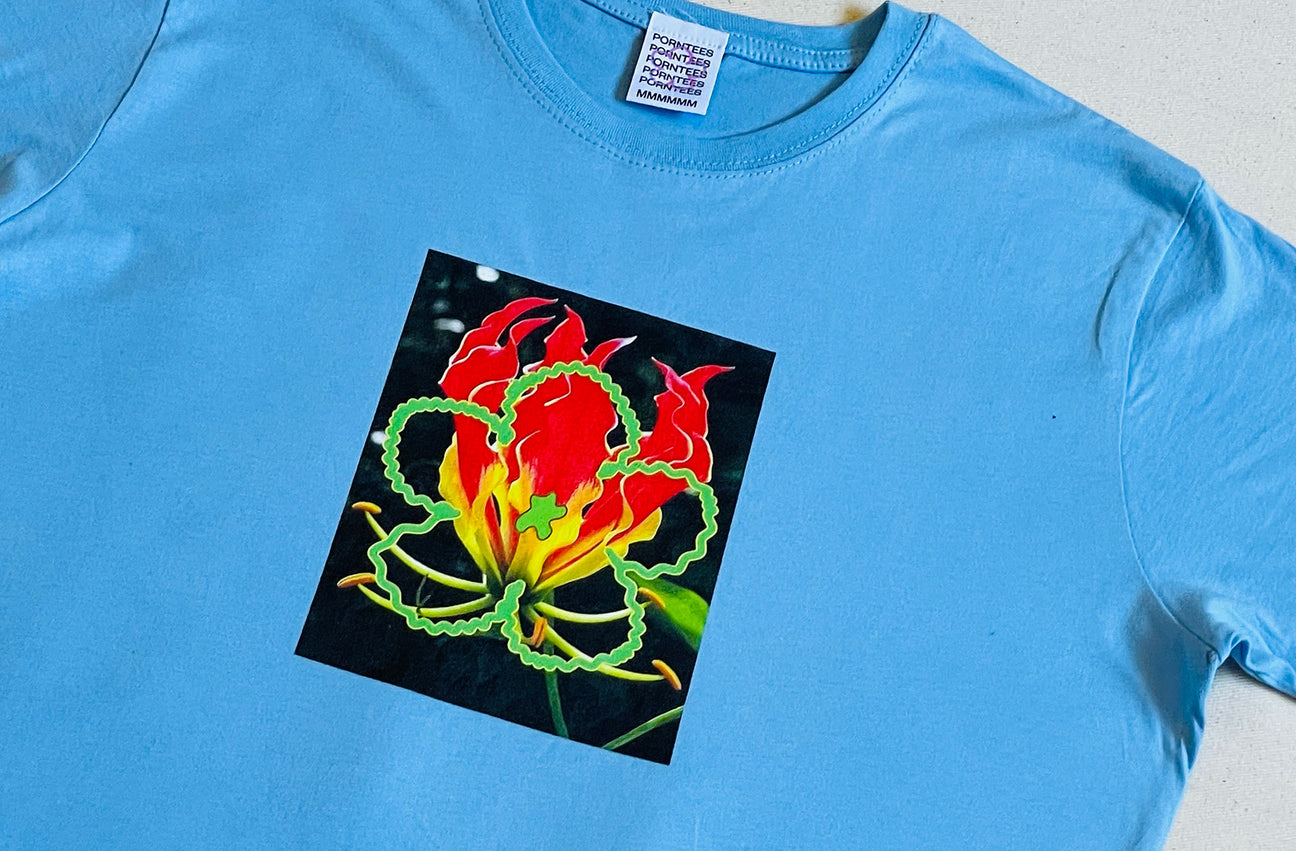 FIRE FLOWER BLUE TEE