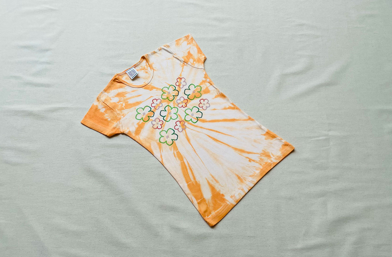 HIBISCUS FIELD ORANGE TIEDYE TEE