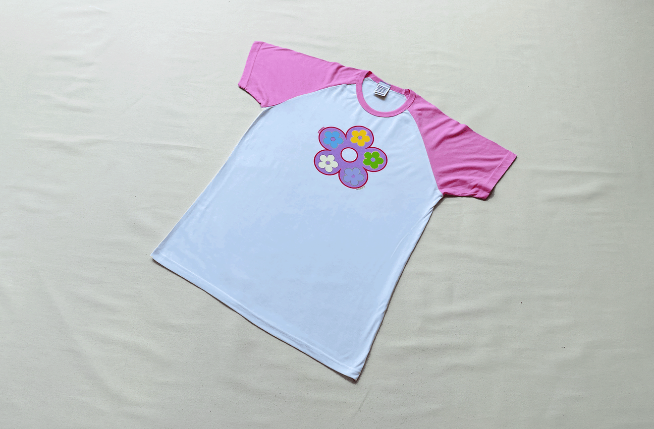 CLASSIC FLOWER WHITE/PINK TEE