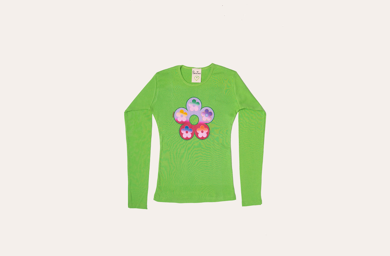GRADIENT FLOWER GREEN LONG SLEEVE