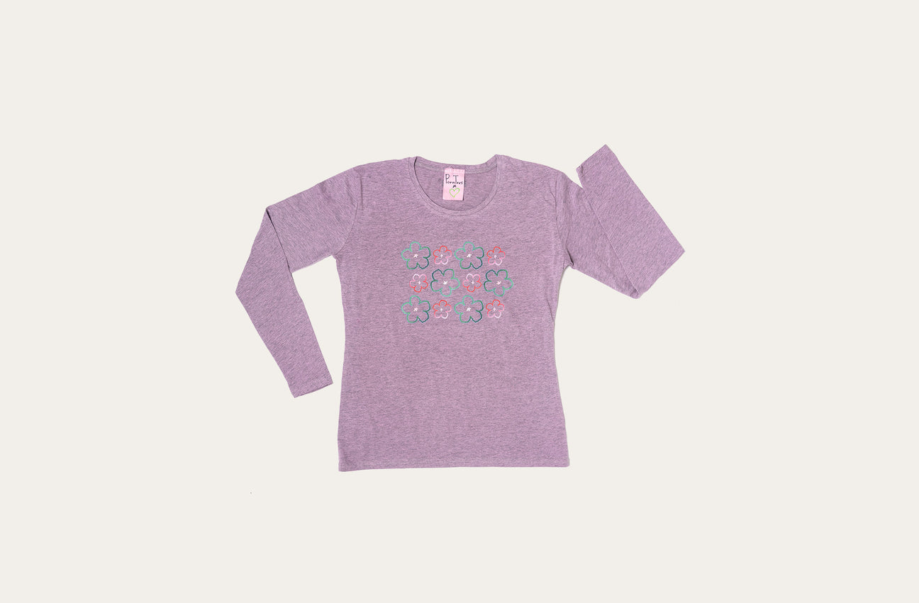HIBISCUS FIELD HEATHER GREY PINK LONG SLEEVE