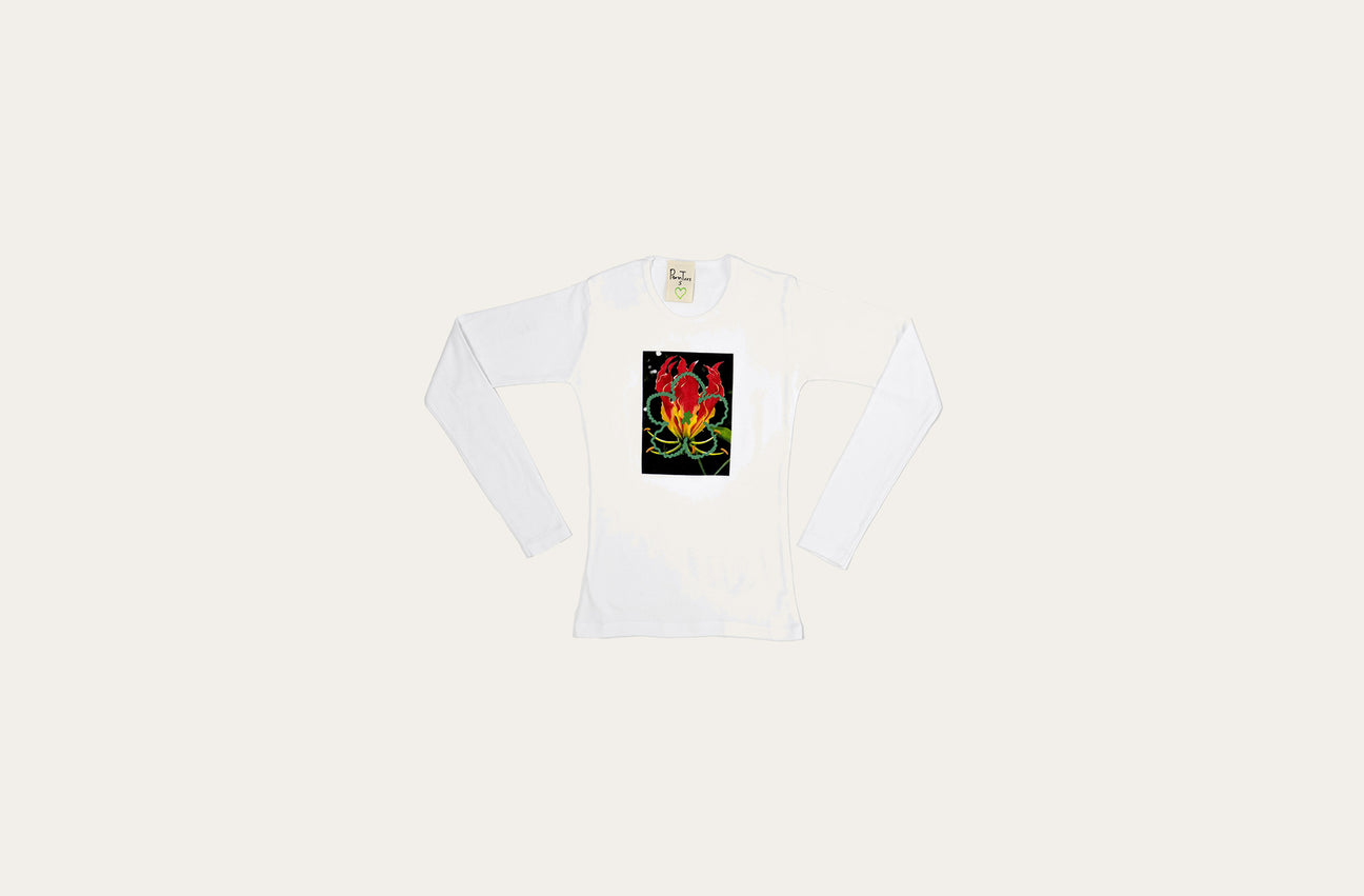 FIRE FLOWER WHITE LONG SLEEVE