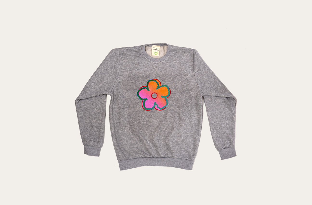 SUNSET FLOWER HEATHER GREY SWEATSHIRT