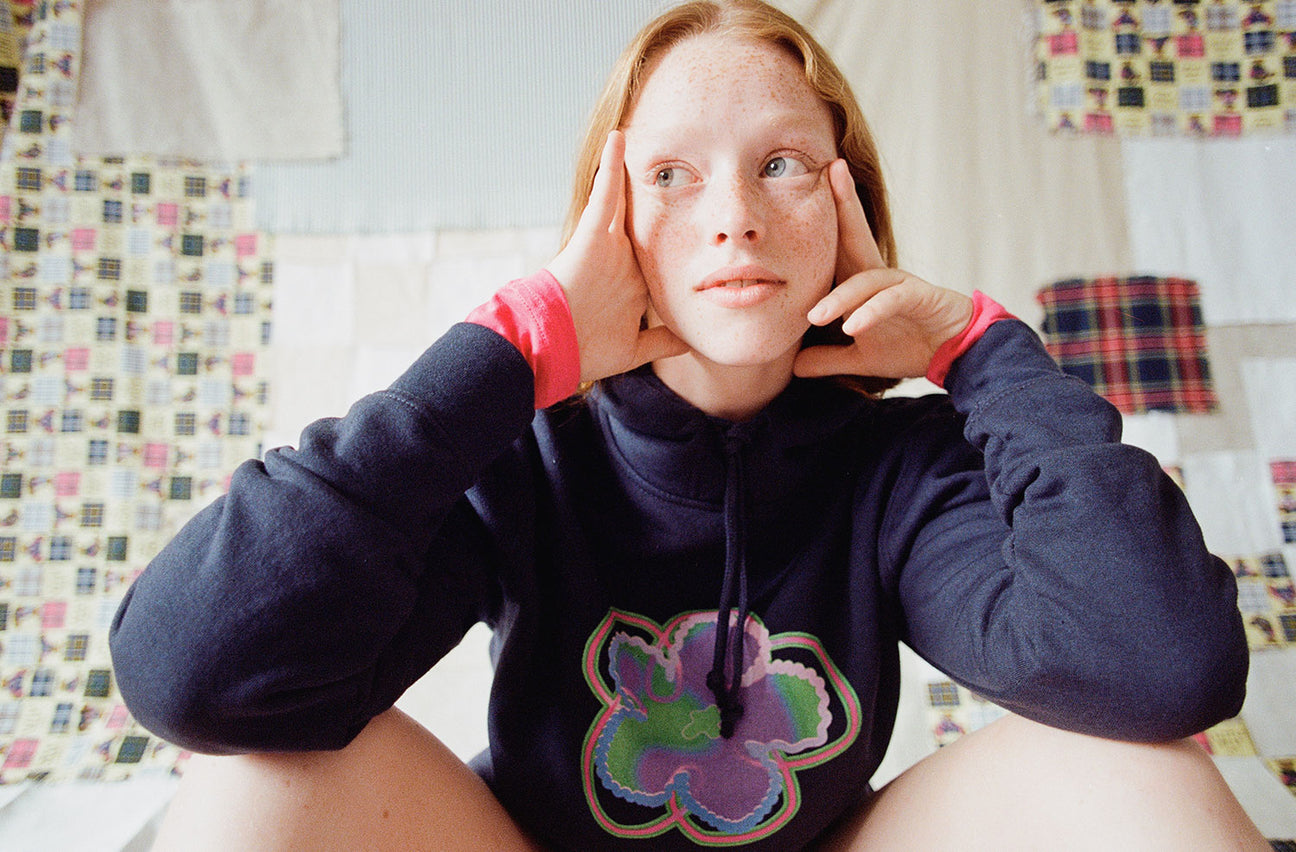 BLUSHED BUTTERCUP NAVY HOODIE